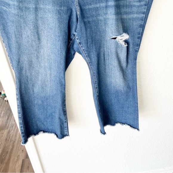 Lane Bryant Jeans Women's 26 Raw Hem Distressed Mid-Rise Cropped Flare - Picture 4 of 10